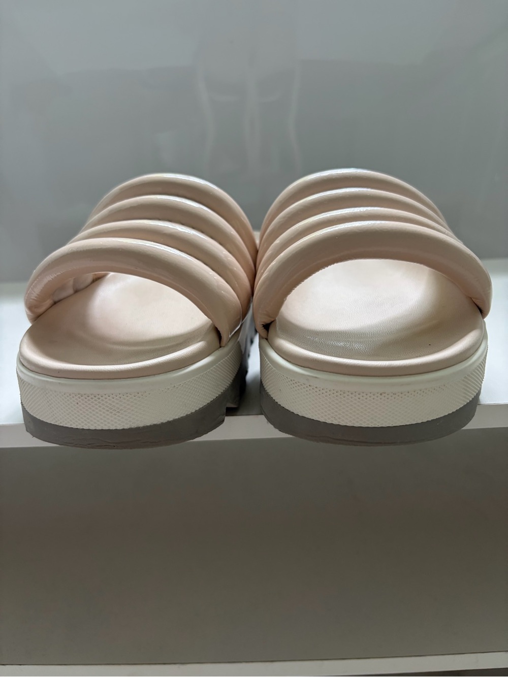 Cougar Prato-Pl Quilted Patent Platform Slide Sandals. View 3